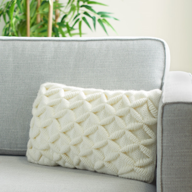 Ivory 3D Diamond Pattern Rectangular Pillow