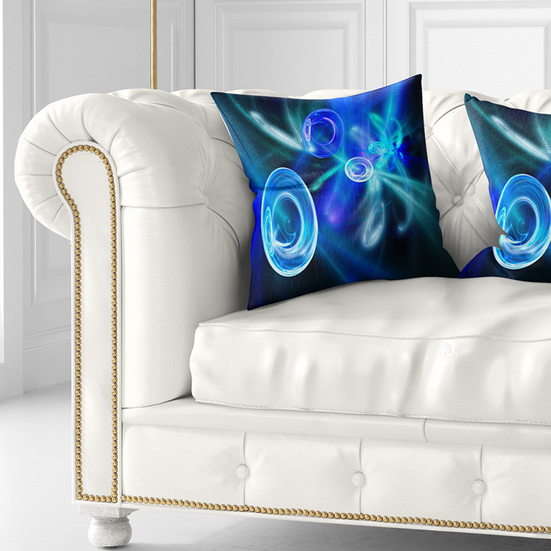 Bureau Fractal - Coussin imprimé abstrait, 18 po x 18 po, Carré, Noir