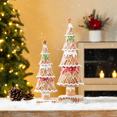 2-Piece Resin Christmas Tree Table Decor
