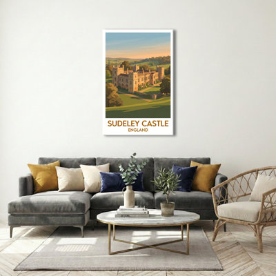 Sudeley Castle, England - Romantic Cotswold Castle Travel Poster. Giclee Print On Wrapped Canvas. Wall Art, Home Decor - Castles & Palaces, England - Wrapped Canvas Print