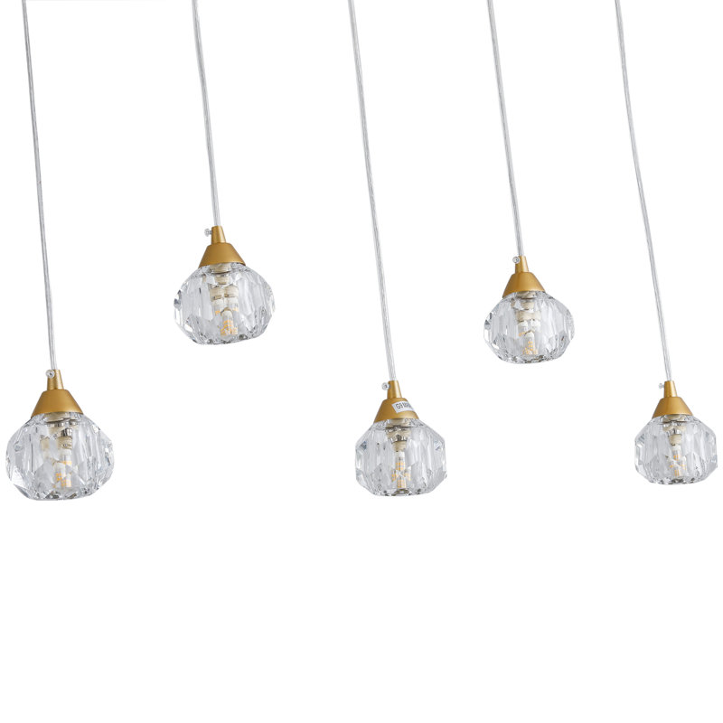 5 - Light 30.7"W Kitchen Island Bulb Pendant with Crystal Accents