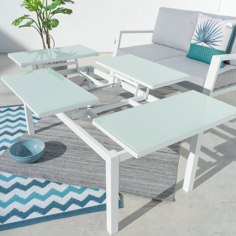 Zukowski Rectangular Metal Outdoor Coffee Table , 120cm cm W 60cm cm D, White