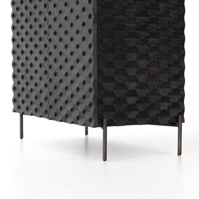 Raffael Solid Wood Bar Cabinet, Black