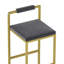 Ensemble de 2 tabourets de bar avec dossier et repose-pieds, chaises de salle à manger rembourrées en velours pour îlot de cuisine (doré et gris)