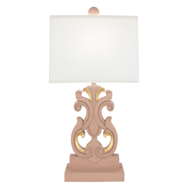 Seren Table Lamp, Soft Pink/Gold Leaf, White