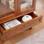 Armoire lumineuse en verre avec tablettes réglables et tiroir spacieux, parfait pour exposer du vin et des objets de collection-1233389367