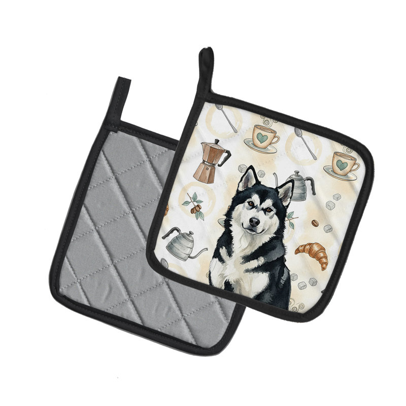 Paire de poignées noires et blanches Malamute Alaskan