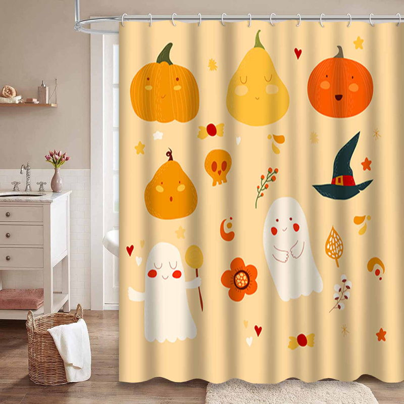 Mignon rideau de douche orange bonbon avec 12 crochets, L 72 po x l 78 po