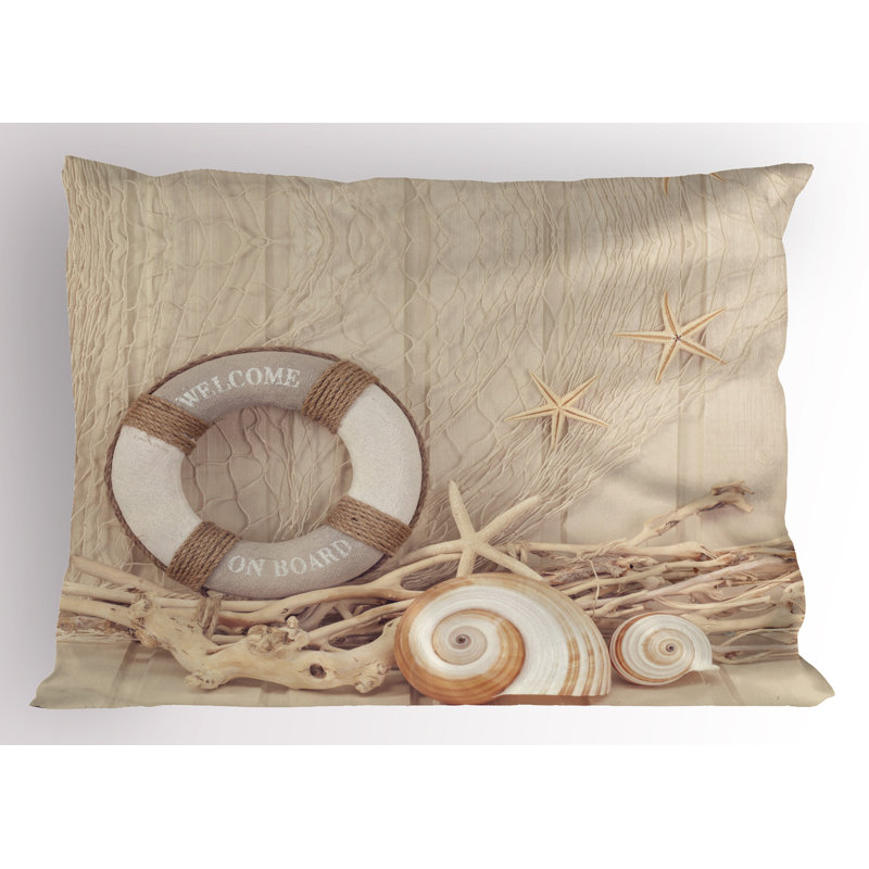 Pillowcase, wooden sepia, tan beige white