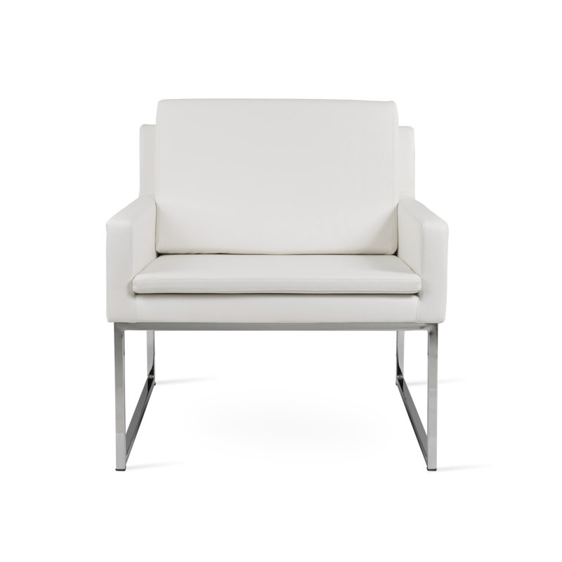 Nova Metal Armchair, White Faux Leather