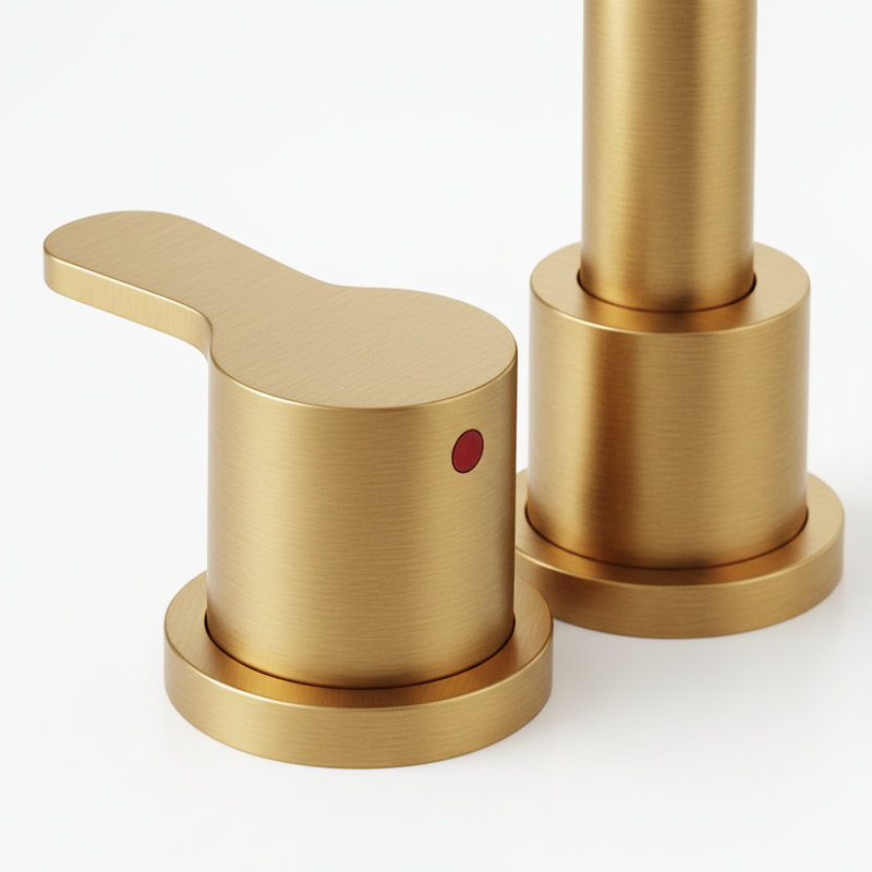 Modern Brushed Gold High-Arc Widespread Bathroom Faucet With Pop-Up Drain Assembly & Supply Lines, Brushed Gold