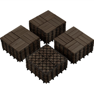 Natural Acacia Wood Interlocking Deck Tiles 12″x12″