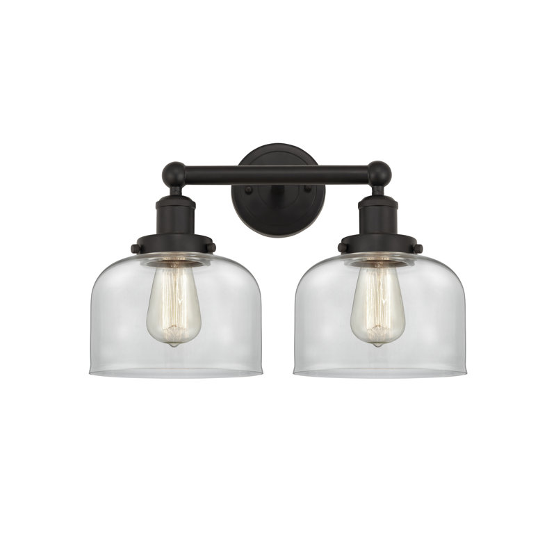 Éclairage pour meuble-lavabo à 2 lumières à intensité variable Arlester, Transparent, Bronze huilé