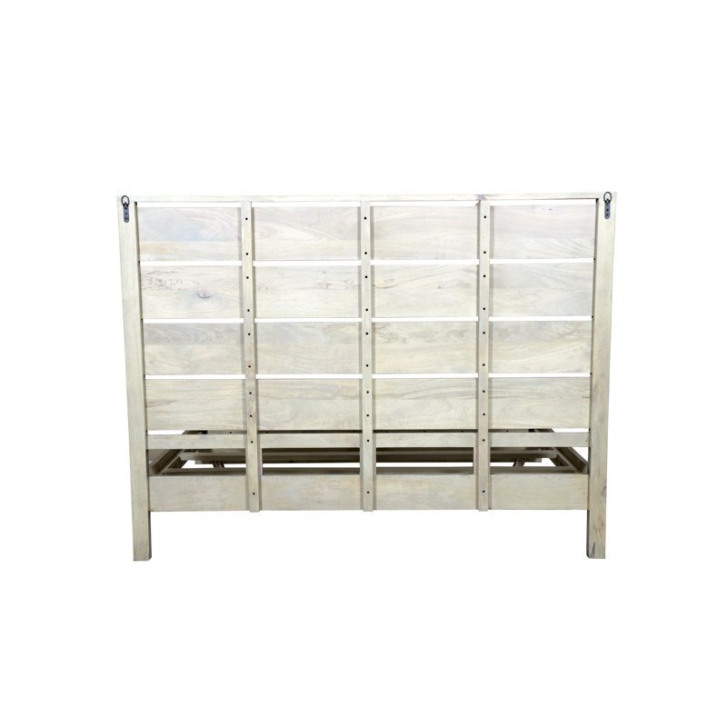 Solid Wood King Panel Bed, White
