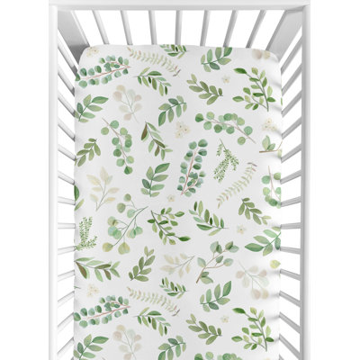 Botanical Floral Leaf Fitted Crib Sheet