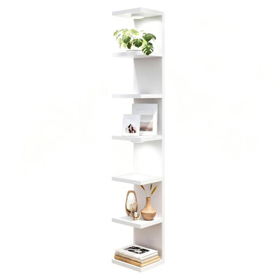 Étagère murale à 7 niveaux avec éclairage DEL Lack Shelf pour la décoration de la chambre (blanche) | Supporte jusqu'à 20 kg, installation modulaire, s'adapte à tous les styles de décoration