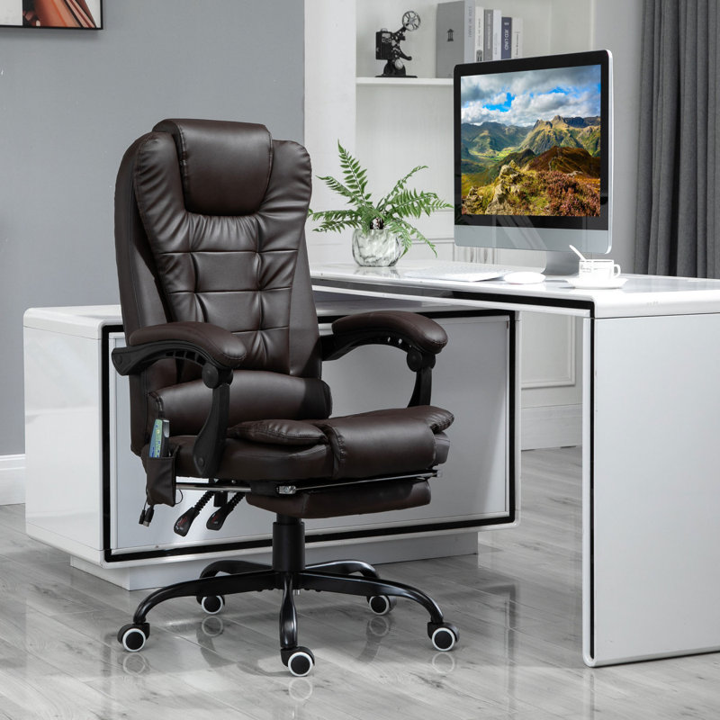Fauteuil de massage vibrant à 7 points, fauteuil inclinable de direction haut dossier avec support lombaire, repose-pieds
