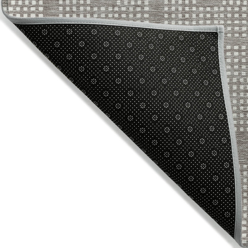 Tapis intérieur / extérieur lavable taupe et ivoire 3 pi x 5 pi
