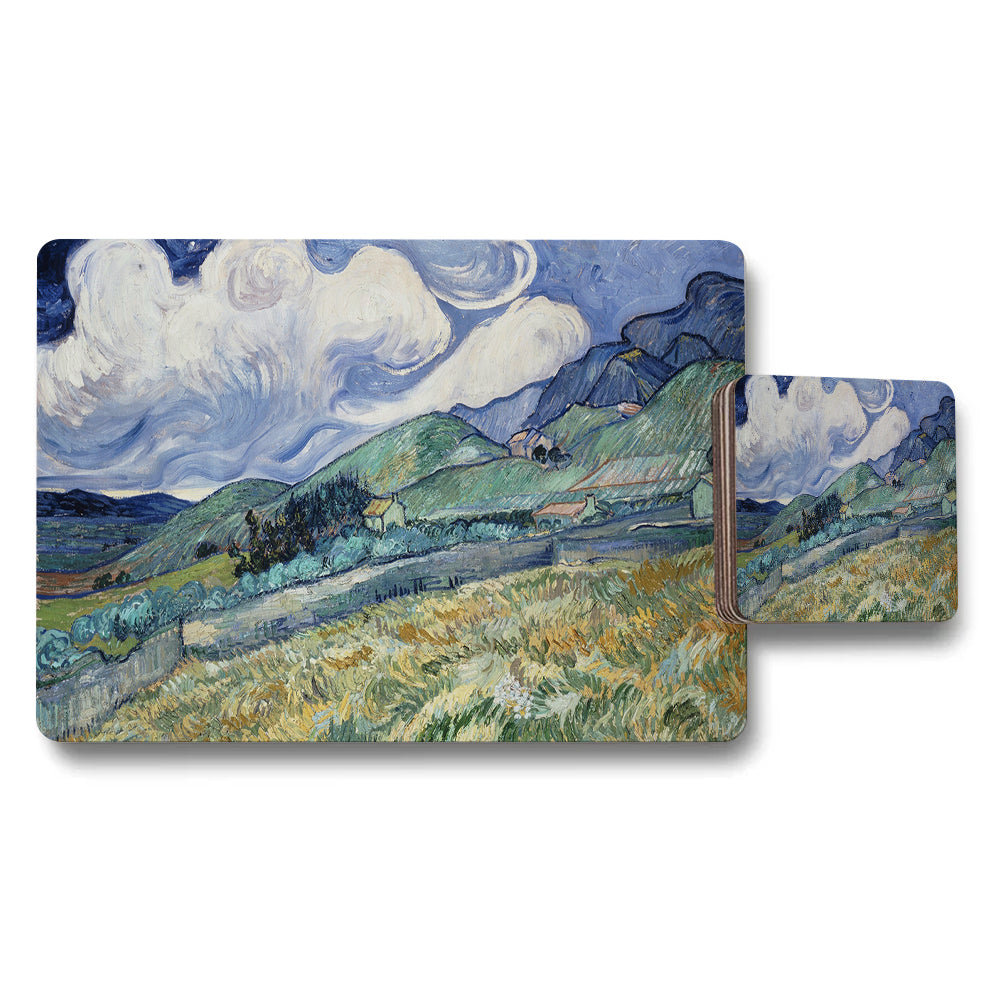 Placemat And Coaster Set Featuring Impressionist Landscape Artwork