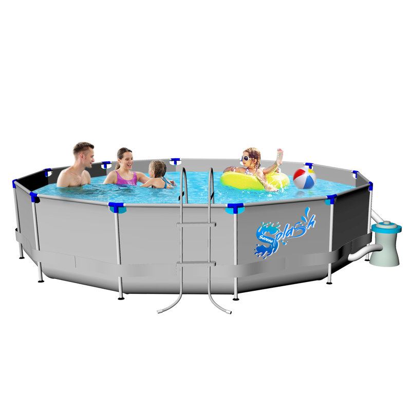 15" ft x 4"ft Round Metal Frame Sided Pool Set
