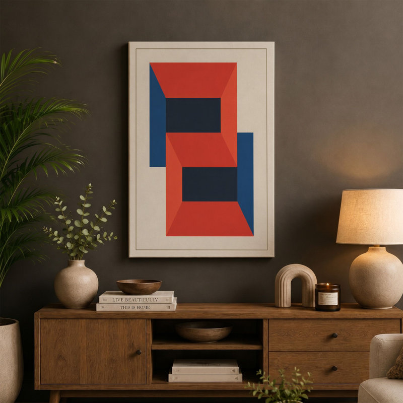 Abstraction Geometric - Wrapped Canvas, 24x16 - 61.0 x 40.6 cm, Sage Border