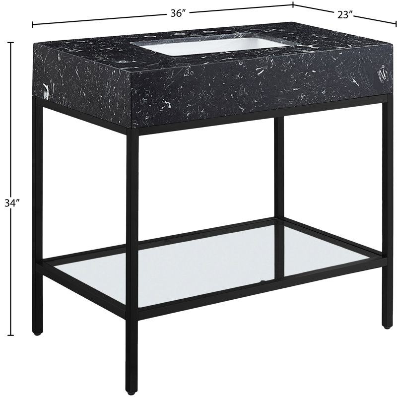Marmo 36" Single Bathroom Vanity, Black, Matte Black
