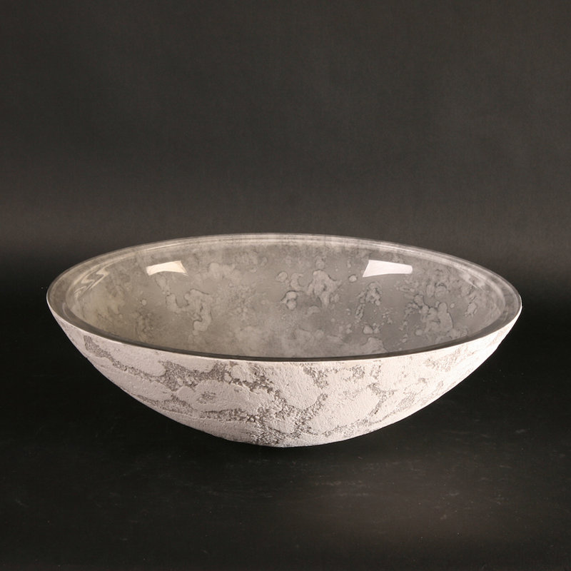 Lavabo de salle de bain ovale fait à la main Atelier Stone, Gris