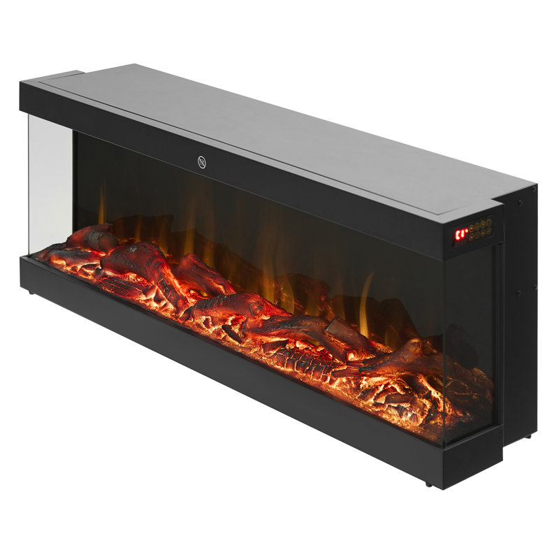 Latitude Run Black Electric Fireplace with 5120 BTU, 38cm H x 142cm W x 24.8cm D