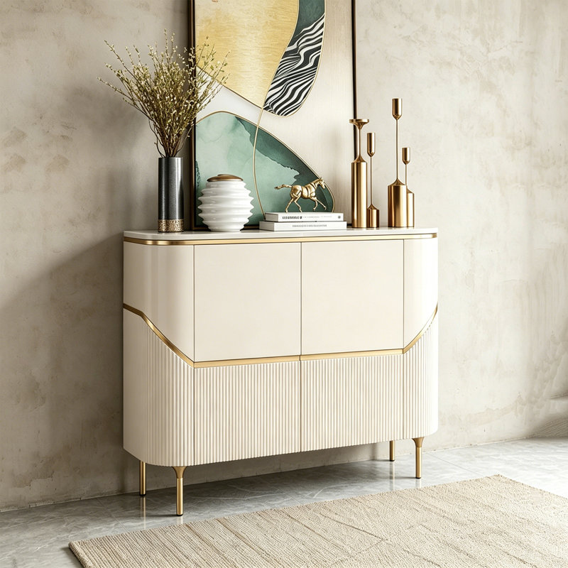 Buffet moderne moderne de style italien, H 35,43 po x l 47,24 po x P 15,75 po, Cream