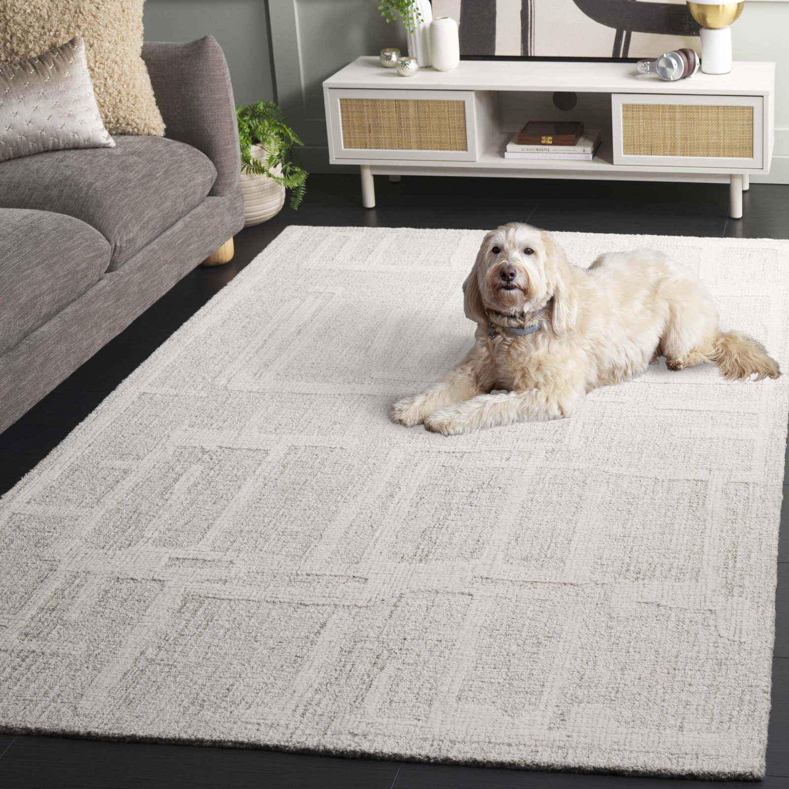 Arthella Hand-Tufted Abstract Wool Rug, Rectangle 5' x 8'