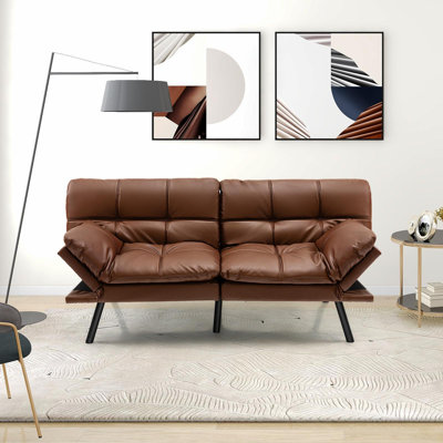 Dwyn 72'' Faux Leather Convertible Sofa