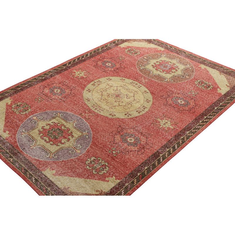 Distressed Homage Hand Knotted Wool Geometric Area Rug, Runner 3' x 8'