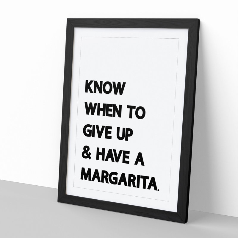 Margarita - Picture Frame Typography, Black, 90cm H x 65cm W x 2cm D