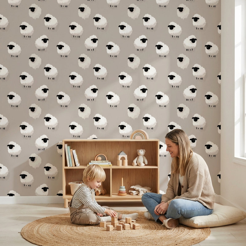 Adhésif mural ludique peau de mouton, Non-collé