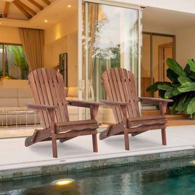 Ensemble de 2 chaises longues en bois pour le jardin Adirondack