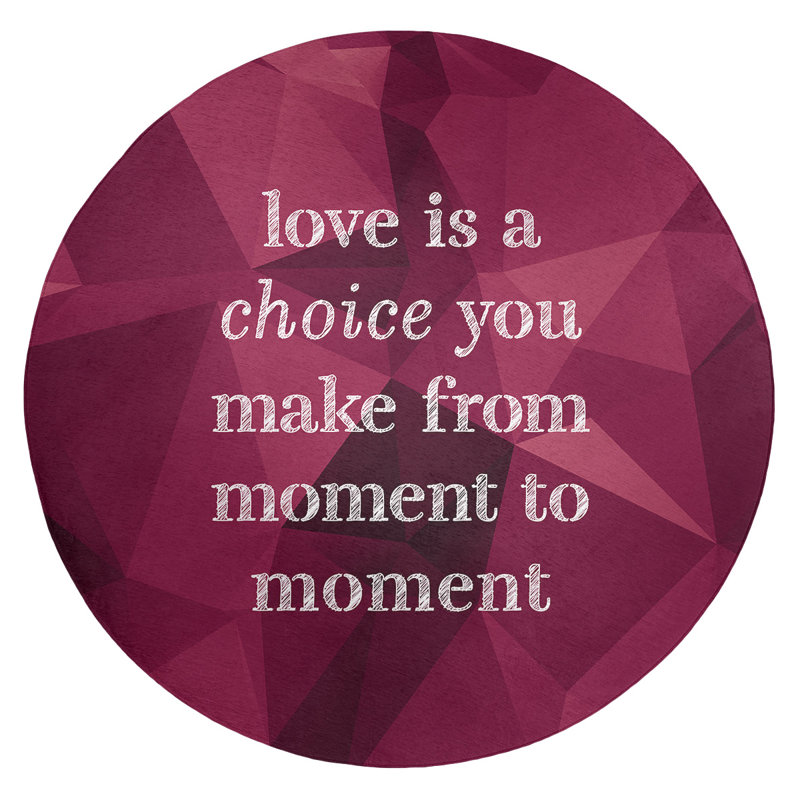 Tapis en faux gemme love is a choice quote, Rond 5 pi