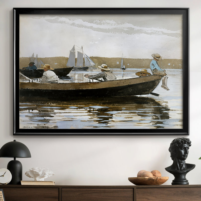 Garçons dans une toile tendue avec châssis Dory-Winslow Homer-1873, 30 x 5 x 42,5, Toile avec cadre, Noir