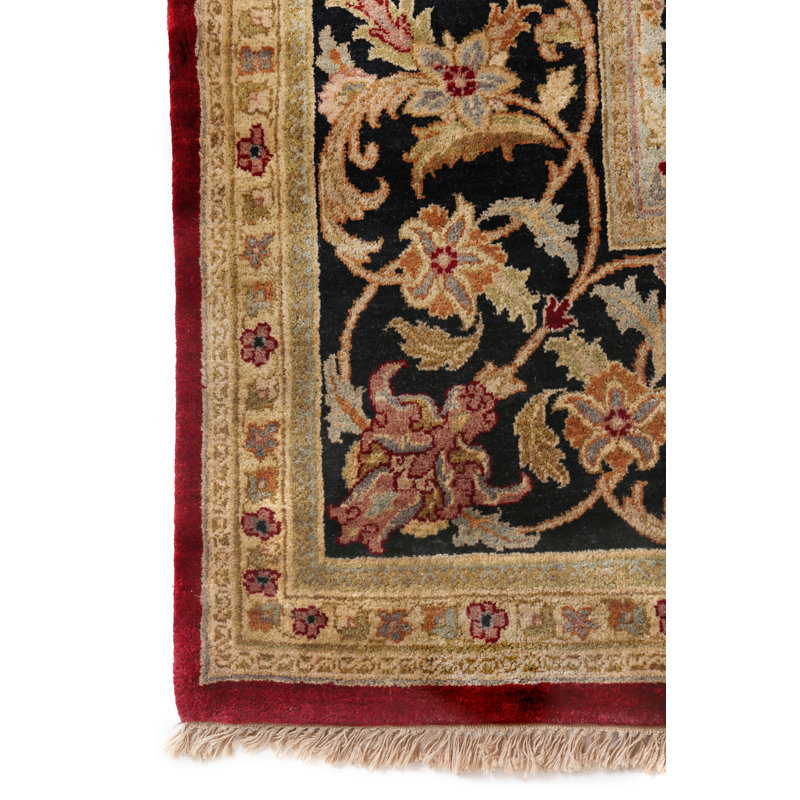 Polonaise Wool Oriental Area Rug in Burgundy/Black/Brown, Rectangle 9' x 12'