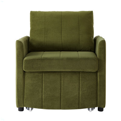 Upholstered Convertible Sleeper Sofa, 31.5" Pull Out Sofa Bed With 5-Position Adjustable Backrest, Side Pockets And A Storage Basket, Fold Out Chair Bed, Lounger For Living Room, Apartment