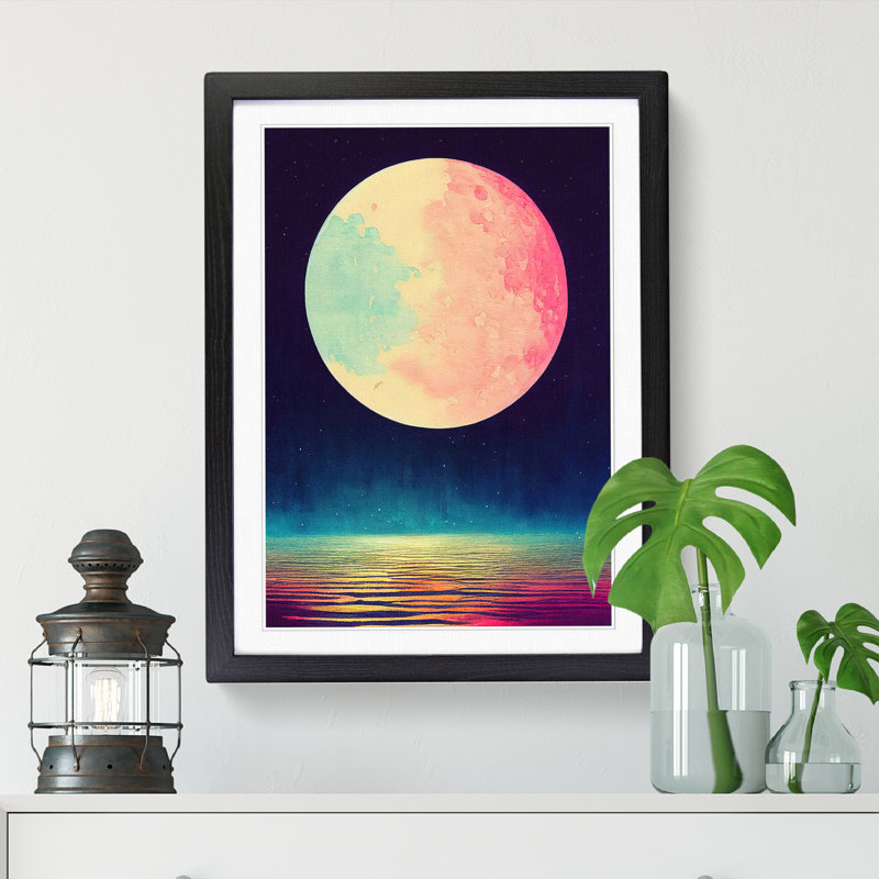 Watercolour Moon - Framed Print, Black, 34cm H x 25cm W x 2cm D