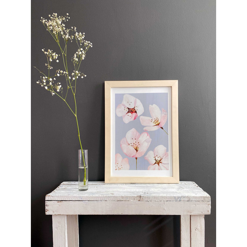 Fleurs de cerisier sur fond gris - aucune impression de cadre, H 11 po x l 8,5 po