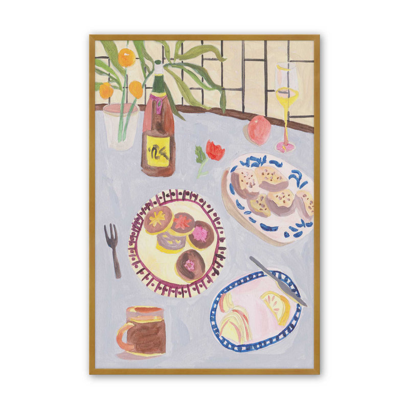 «Bites and Sips I» par Melissa Wang, reproduction d'art sur toile, H 48 po x l 36 po, Doré