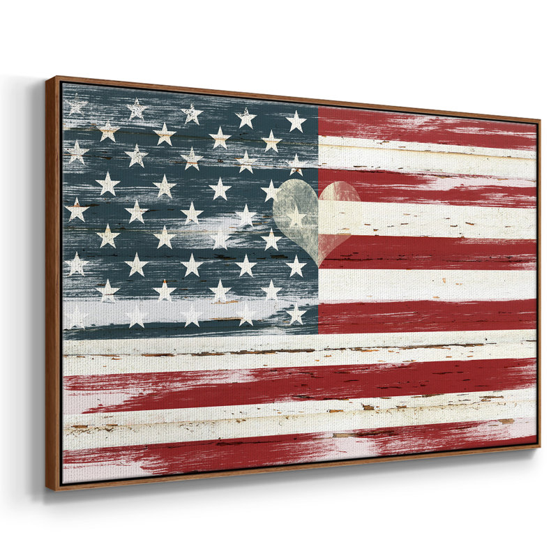 «Heart of America», toile tendue avec châssis, H 27 po x l 41 po x P 2 po, Noyer