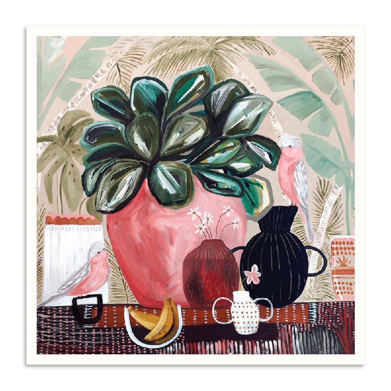 Banana Palm by Amanda Skye-Mulder - Painting, 102cm H x 102cm W x cm D, Paper