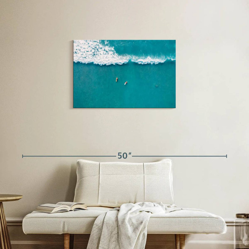 Surfeurs de Senne sur les vagues de l'océan, H 20 po x l 30 po