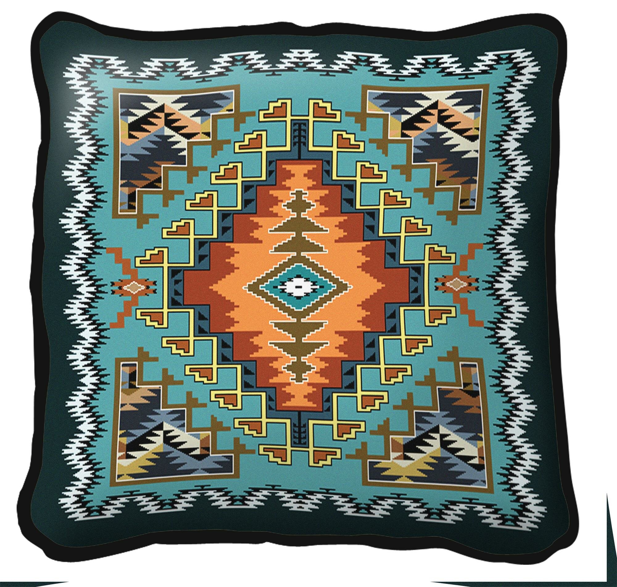 Turquoise Sky Southwestern Accent Pillow - Rustic Throw Pillows, Black Forest Decor