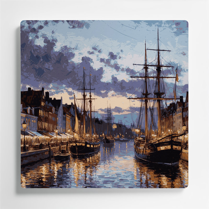 Art mural noir en métal avec villes de Copenhague, Danemark, H 144 po x l 144 po x P 0,05 po