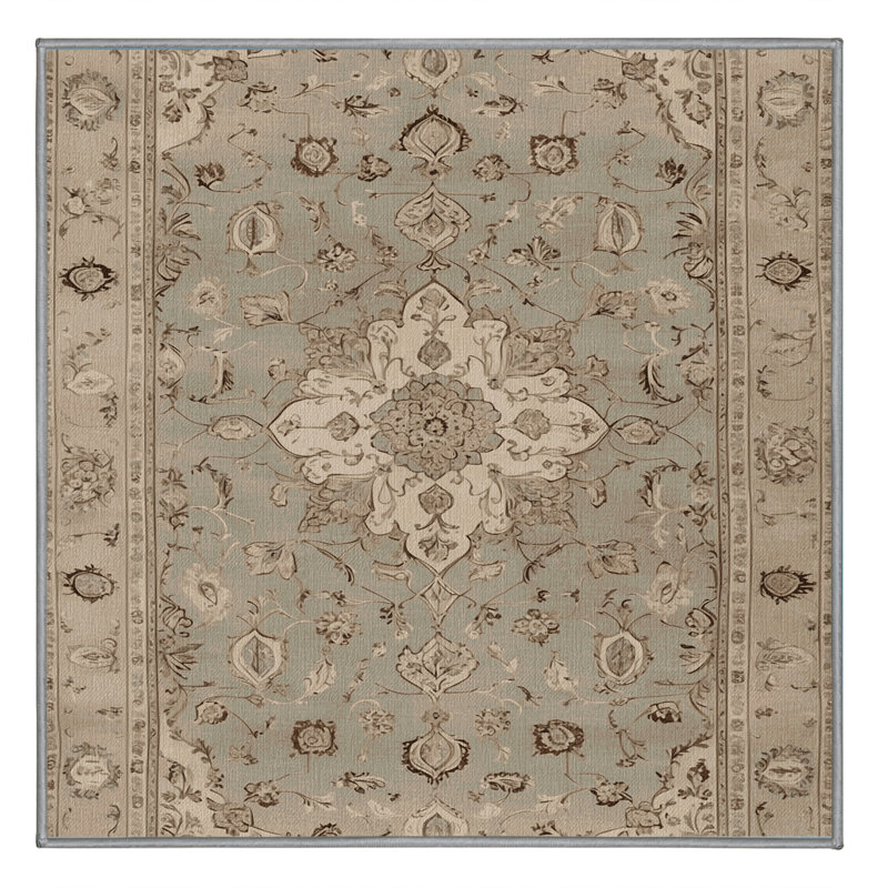 Tapis gris Tabriz lavable à la machine, Carré 4 pi