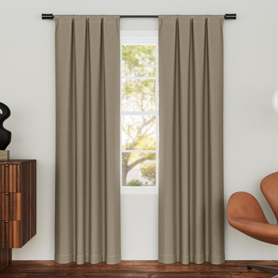 Prescott Herringbone Magnetic Closure 100% Blackout Rod Pocket Curtain Panel