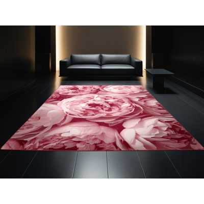 Tapis rose moelleux moelleux à motif abstrait moderne et contemporain de Pâques - reliure rose